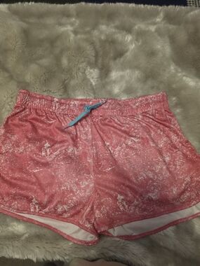 Women’s Pink Athletic Running Shorts with Contrast Drawstring